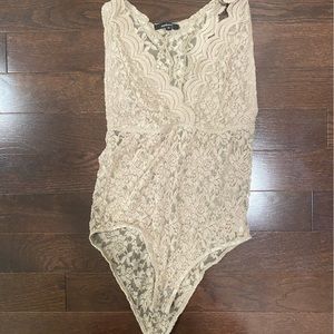 ambiance Lace Tan Bodysuit